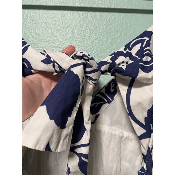 eShakti Women's Cutout Back Floral Print Cotton Poplin Empire Tiered Dress - Picture 9 of 11